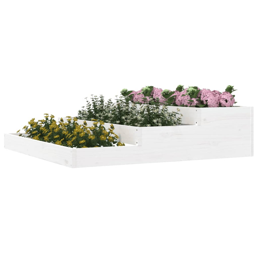 Plantenbak 107X107X27 Cm Massief Grenenhout Wit