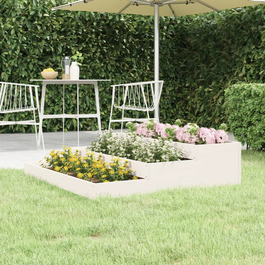 Plantenbak 107X107X27 Cm Massief Grenenhout Wit
