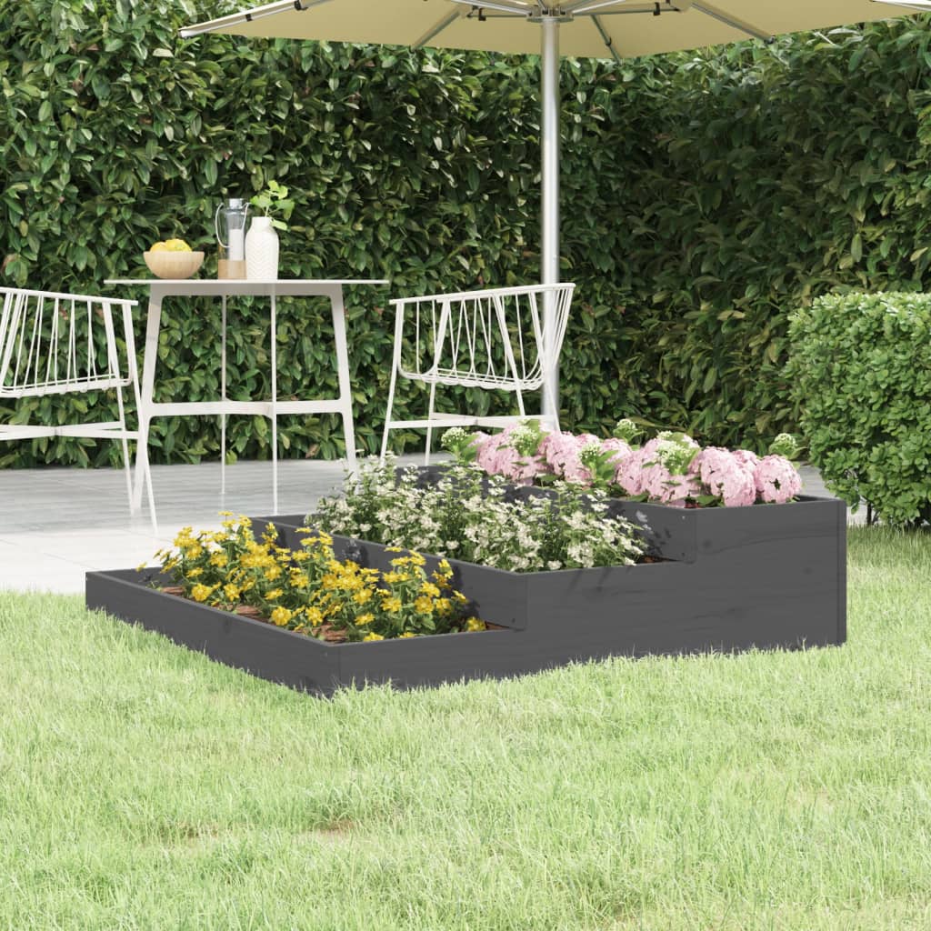 Plantenbak 107X107X27 Cm Massief Grenenhout Grijs