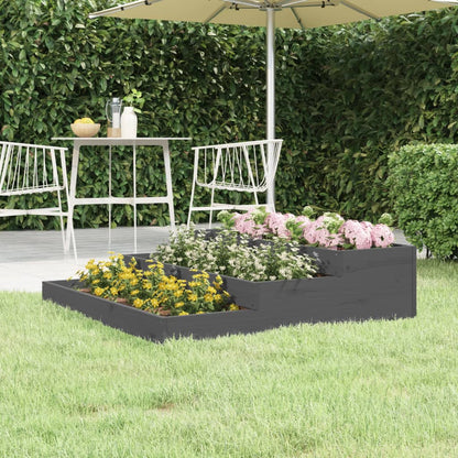 Plantenbak 107X107X27 Cm Massief Grenenhout Grijs