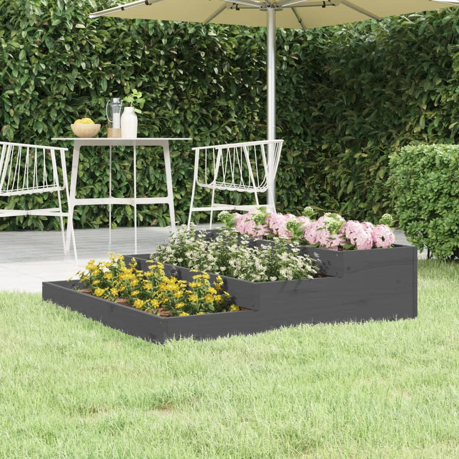 Plantenbak 107X107X27 Cm Massief Grenenhout Grijs