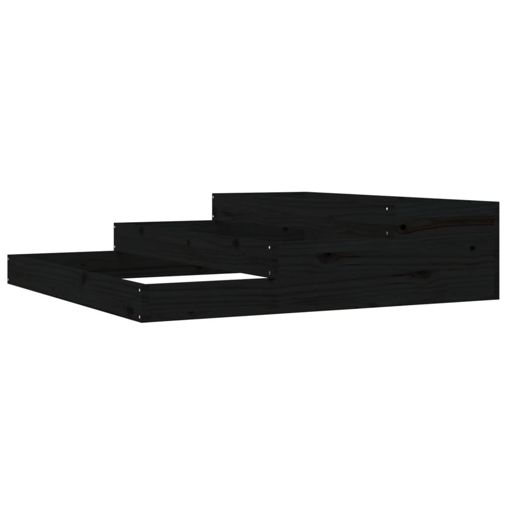 Plantenbak 107X107X27 Cm Massief Grenenhout Zwart