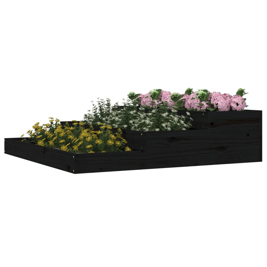 Plantenbak 107X107X27 Cm Massief Grenenhout Zwart