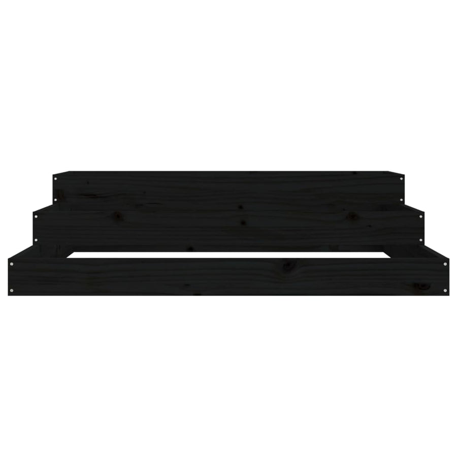 Plantenbak 107X107X27 Cm Massief Grenenhout Zwart