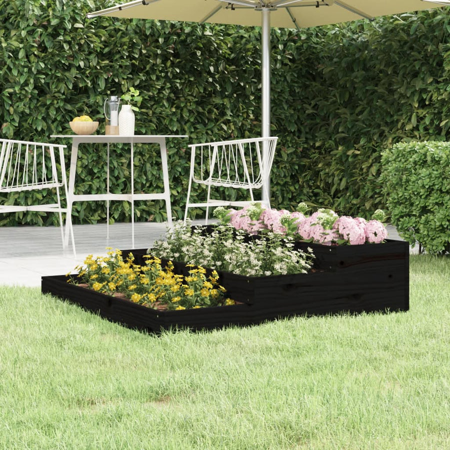 Plantenbak 107X107X27 Cm Massief Grenenhout Zwart