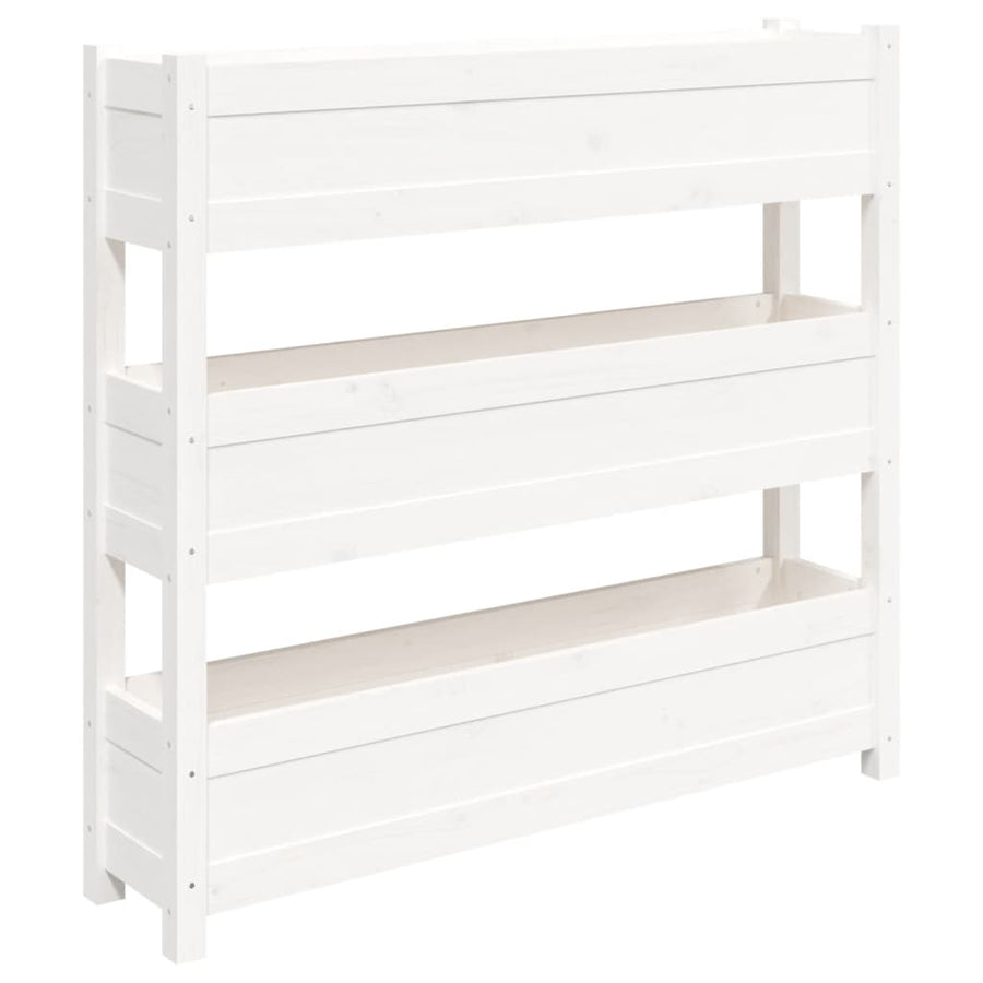 Plantenbak 112X25X104,5 Cm Massief Grenenhout Wit