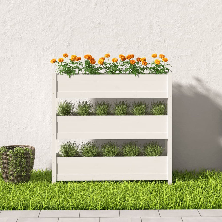 Plantenbak 112X25X104,5 Cm Massief Grenenhout Wit