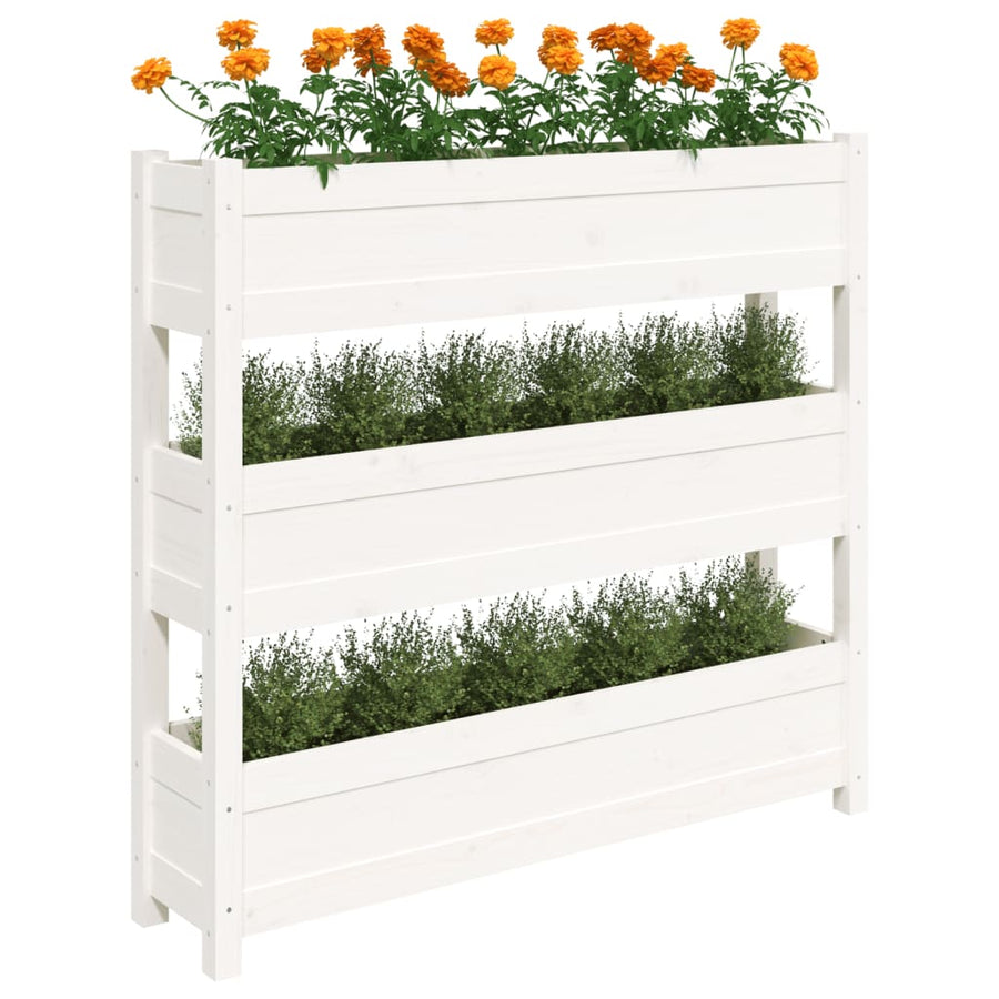 Plantenbak 112X25X104,5 Cm Massief Grenenhout Wit