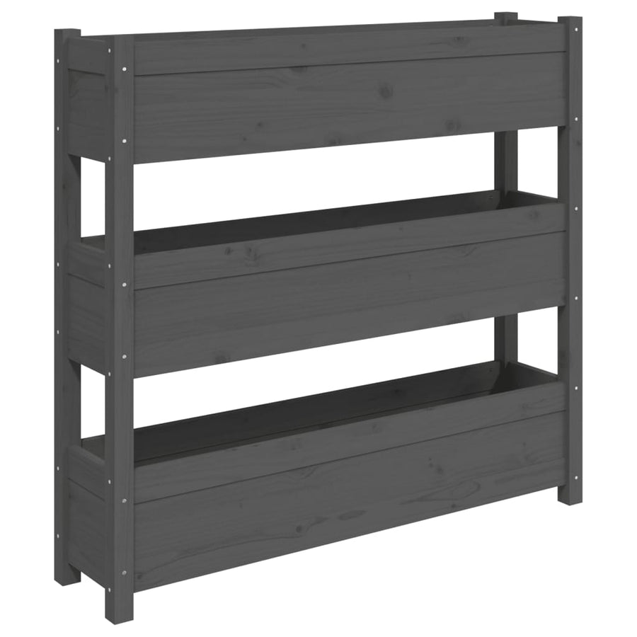 Plantenbak 112X25X104,5 Cm Massief Grenenhout Grijs