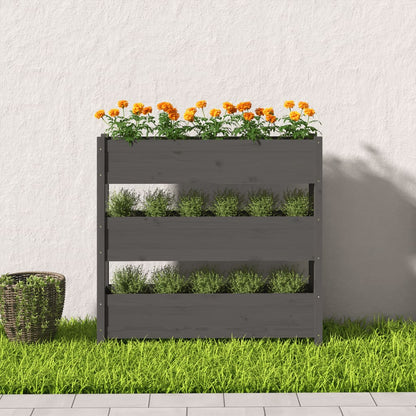 Plantenbak 112X25X104,5 Cm Massief Grenenhout Grijs