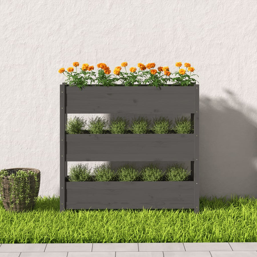 Plantenbak 112X25X104,5 Cm Massief Grenenhout Grijs