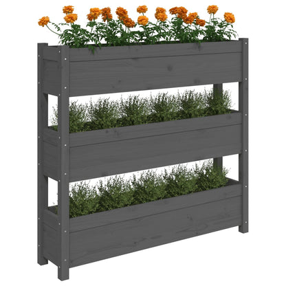 Plantenbak 112X25X104,5 Cm Massief Grenenhout Grijs