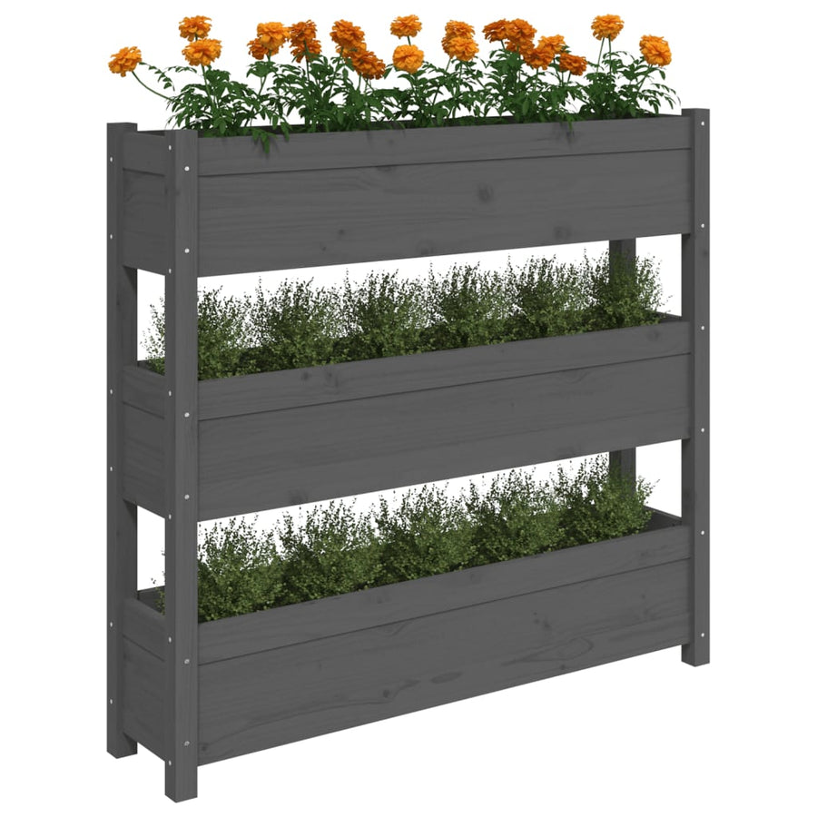 Plantenbak 112X25X104,5 Cm Massief Grenenhout Grijs