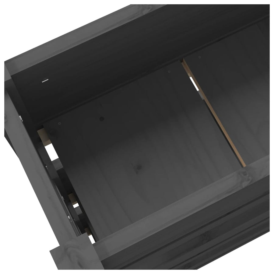 Plantenbak 112X25X104,5 Cm Massief Grenenhout Grijs