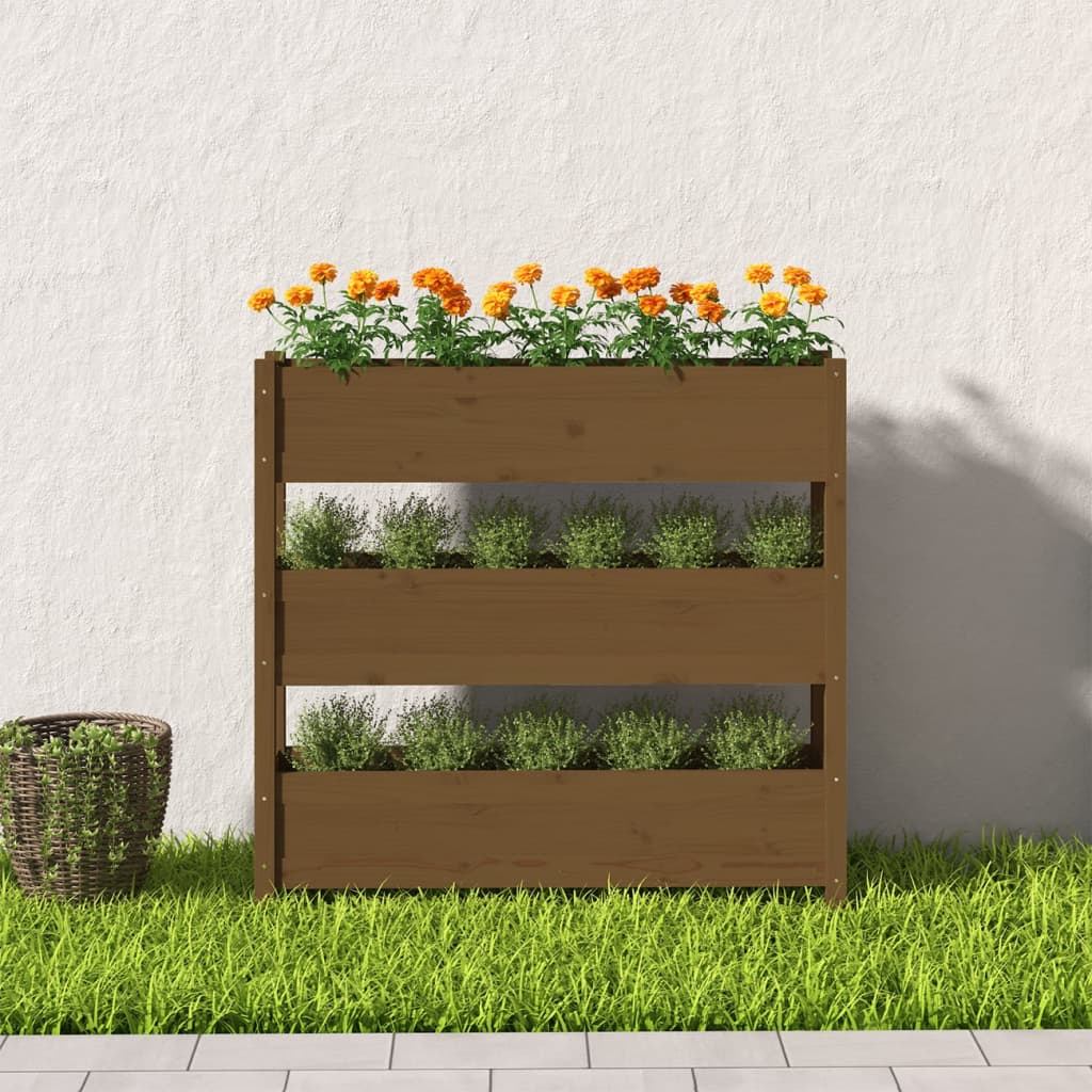 Plantenbak 112X25X104,5 Cm Massief Grenenhout Honingbruin