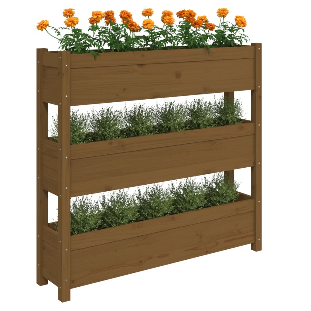 Plantenbak 112X25X104,5 Cm Massief Grenenhout Honingbruin