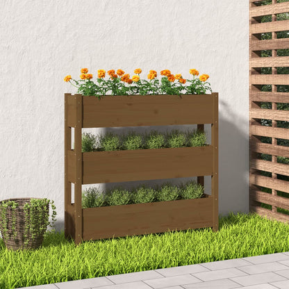 Plantenbak 112X25X104,5 Cm Massief Grenenhout Honingbruin