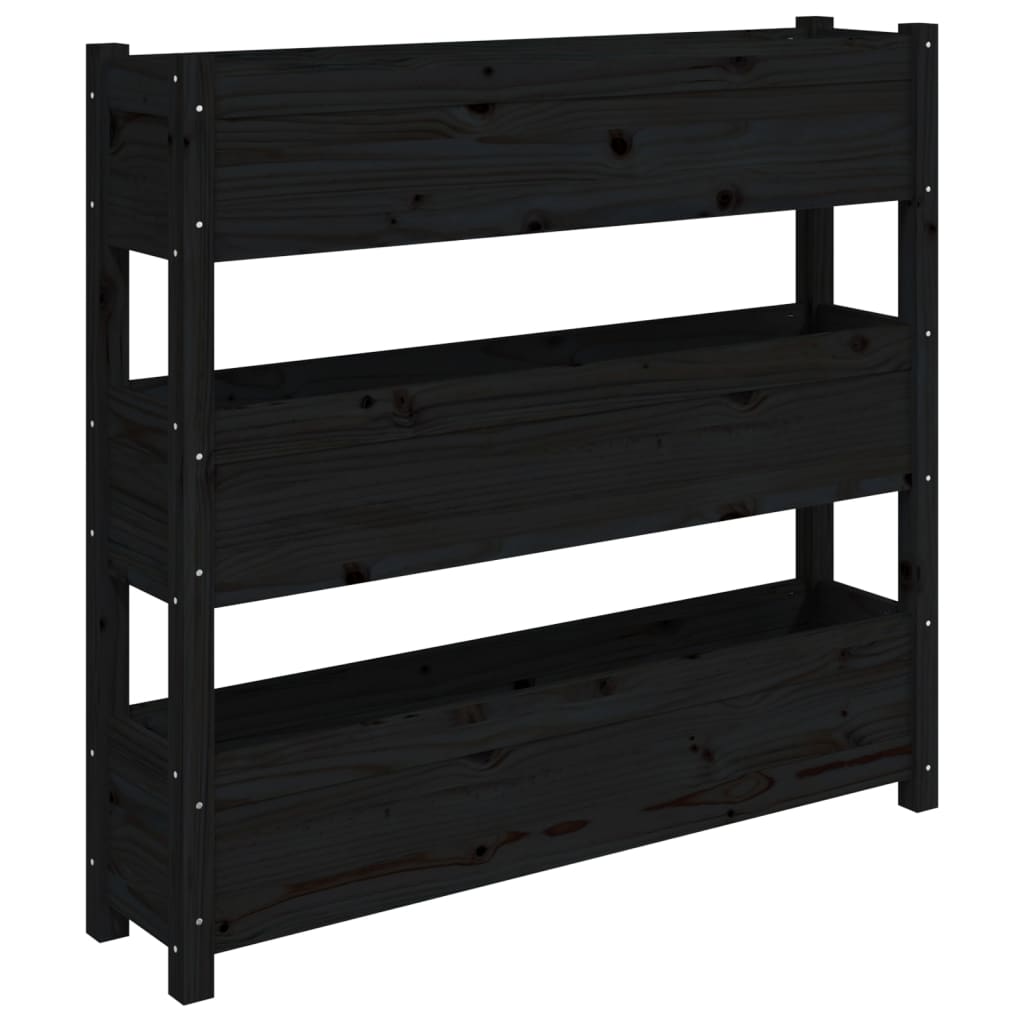 Plantenbak 112X25X104,5 Cm Massief Grenenhout Zwart