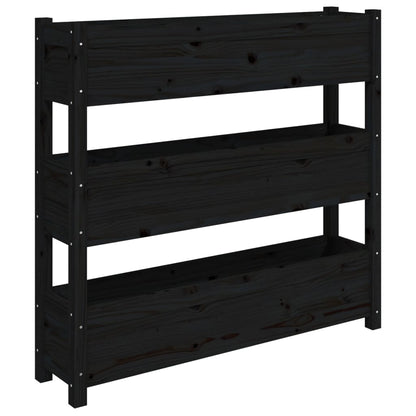 Plantenbak 112X25X104,5 Cm Massief Grenenhout Zwart