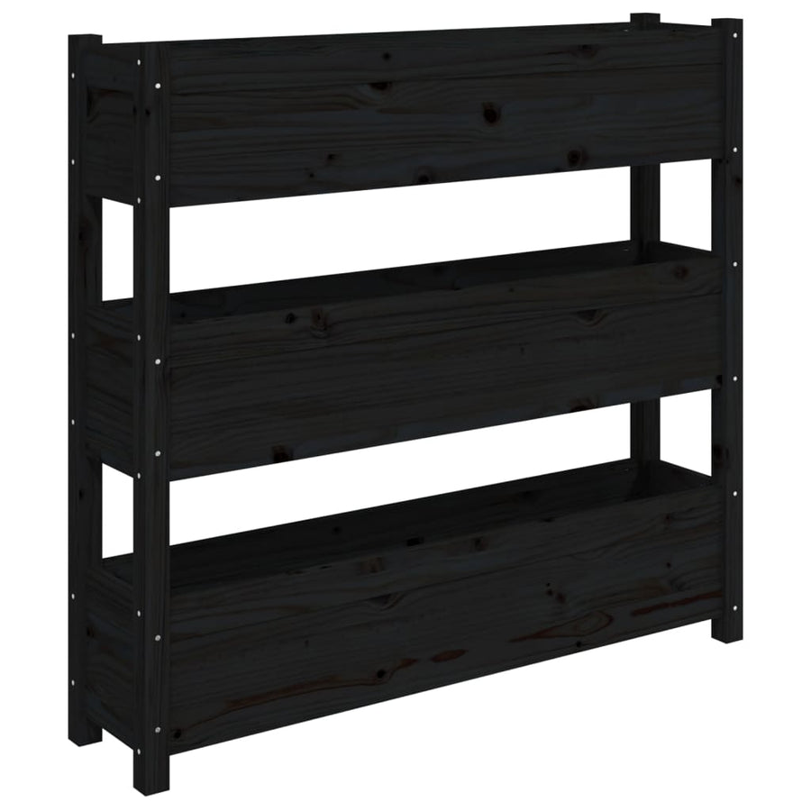 Plantenbak 112X25X104,5 Cm Massief Grenenhout Zwart