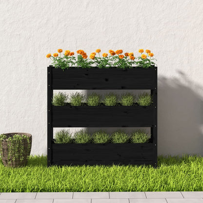 Plantenbak 112X25X104,5 Cm Massief Grenenhout Zwart