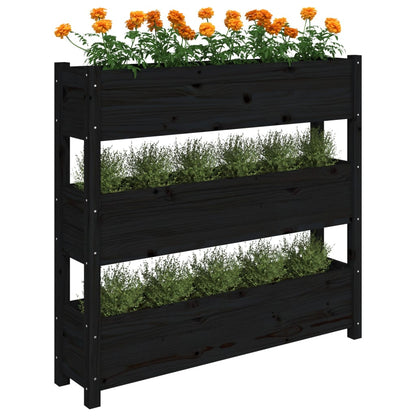 Plantenbak 112X25X104,5 Cm Massief Grenenhout Zwart