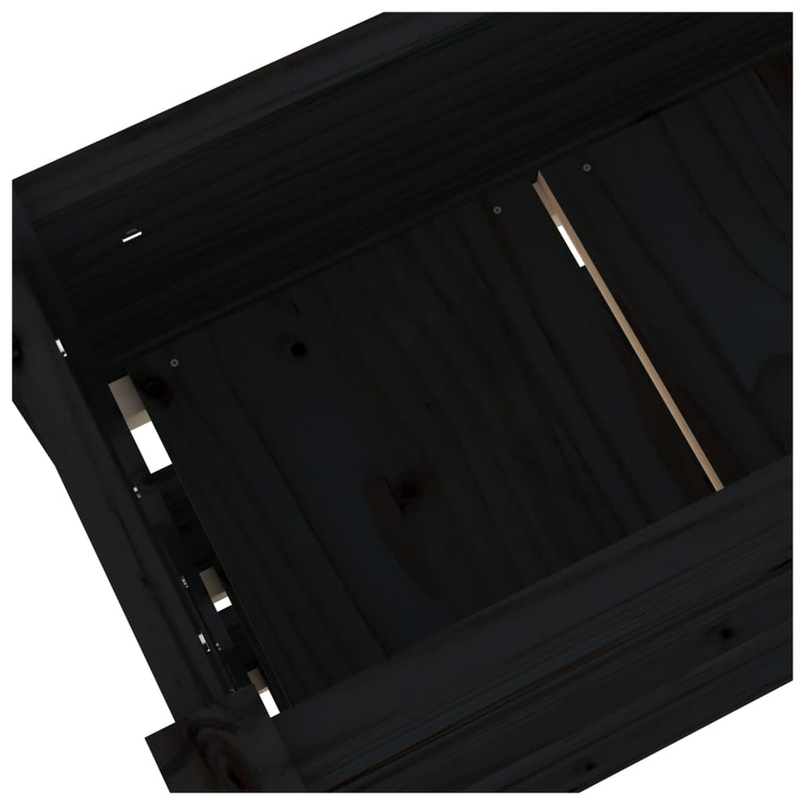 Plantenbak 112X25X104,5 Cm Massief Grenenhout Zwart