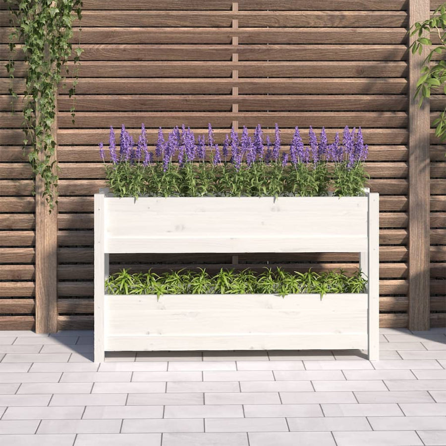 Plantenbak 112X25X66 Cm Massief Grenenhout Wit