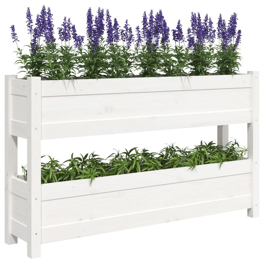 Plantenbak 112X25X66 Cm Massief Grenenhout Wit