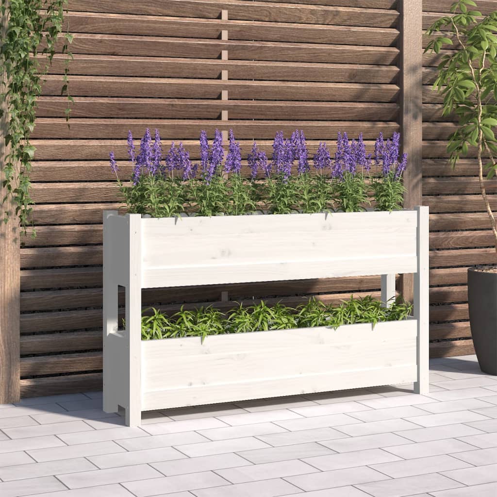 Plantenbak 112X25X66 Cm Massief Grenenhout Wit