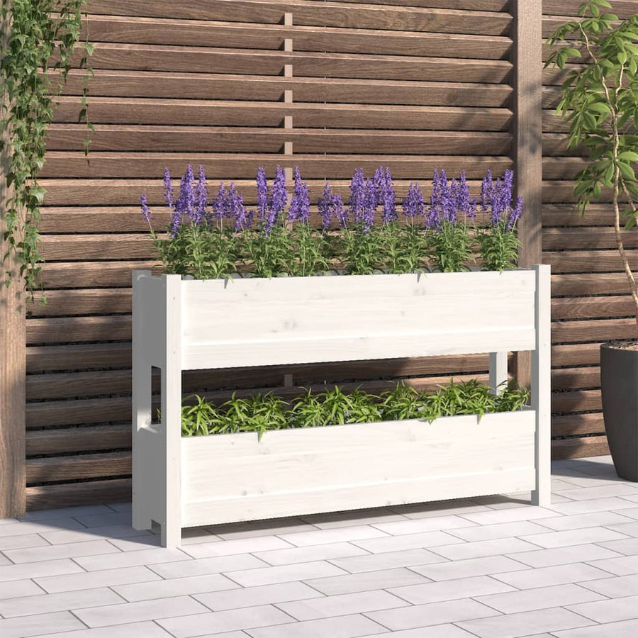 Plantenbak 112X25X66 Cm Massief Grenenhout Wit