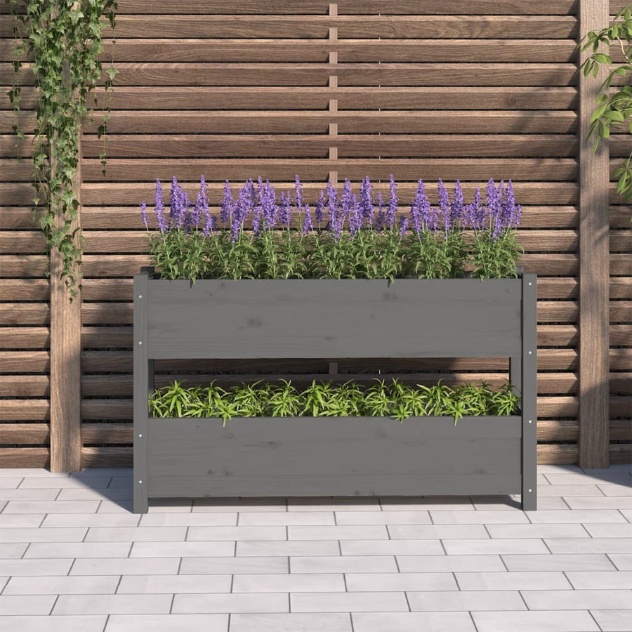 Plantenbak 112X25X66 Cm Massief Grenenhout Grijs