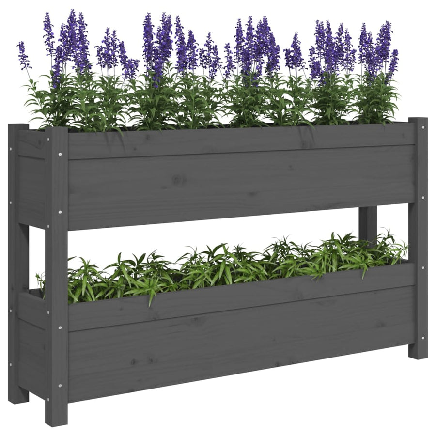 Plantenbak 112X25X66 Cm Massief Grenenhout Grijs