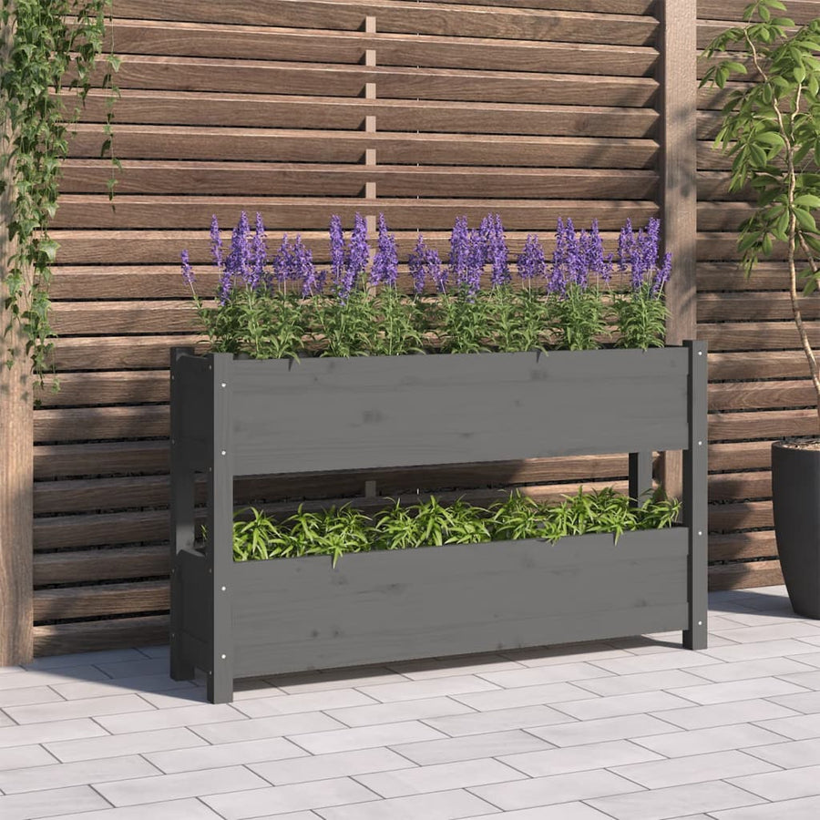 Plantenbak 112X25X66 Cm Massief Grenenhout Grijs