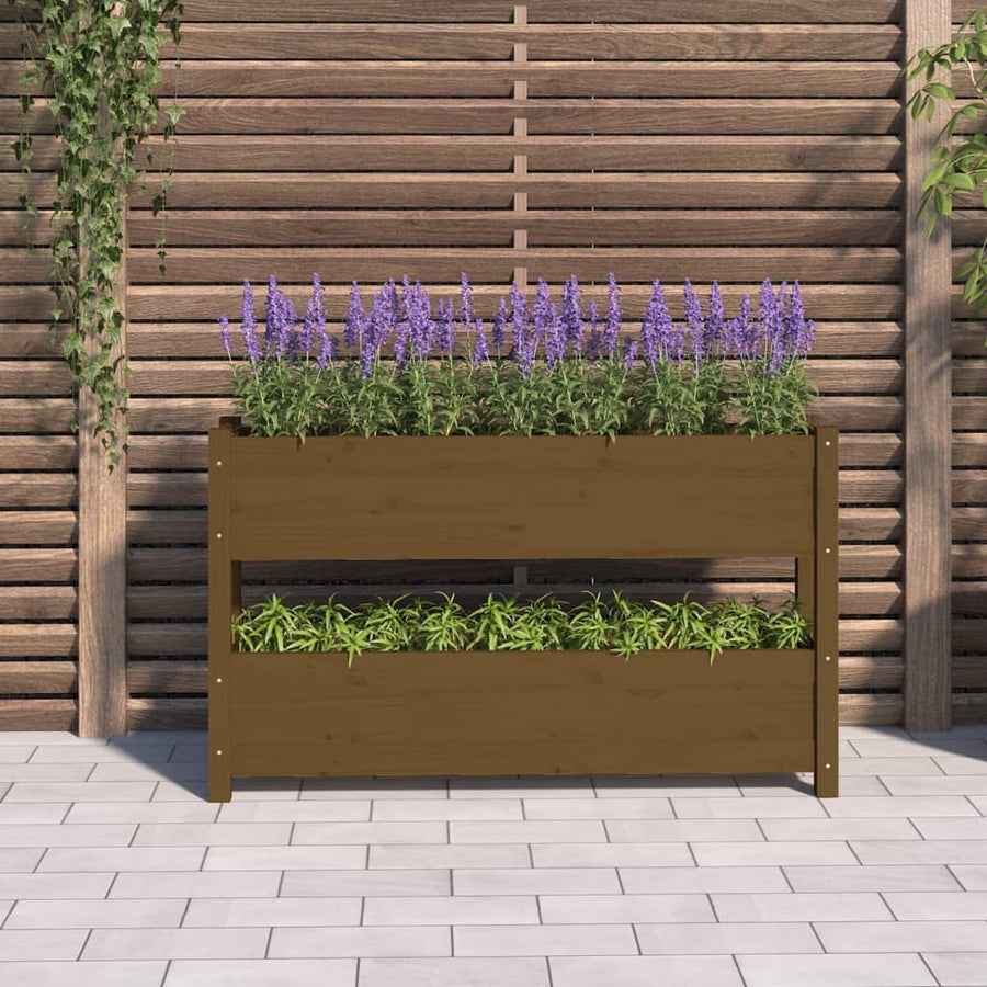 Plantenbak 112X25X66 Cm Massief Grenenhout Honingbruin