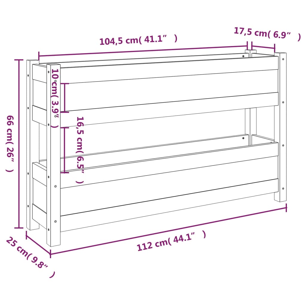 Plantenbak 112X25X66 Cm Massief Grenenhout Honingbruin