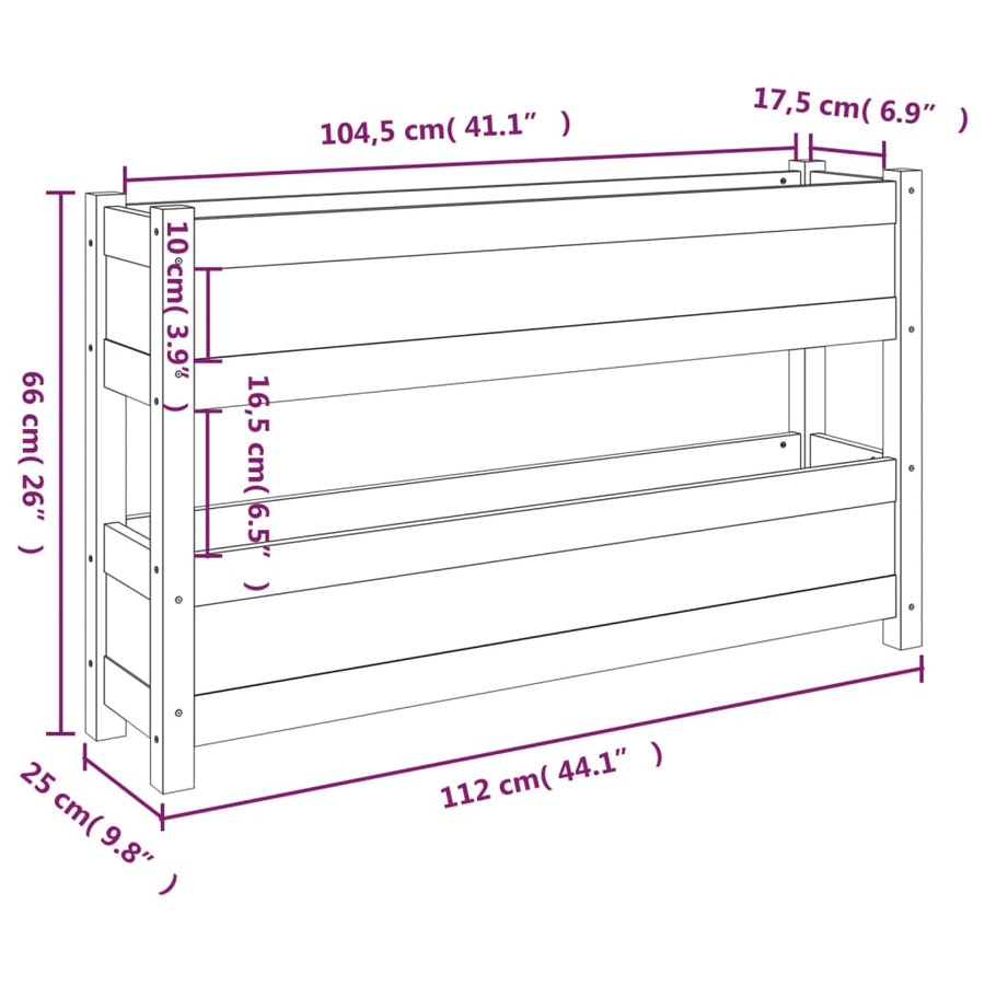 Plantenbak 112X25X66 Cm Massief Grenenhout Honingbruin