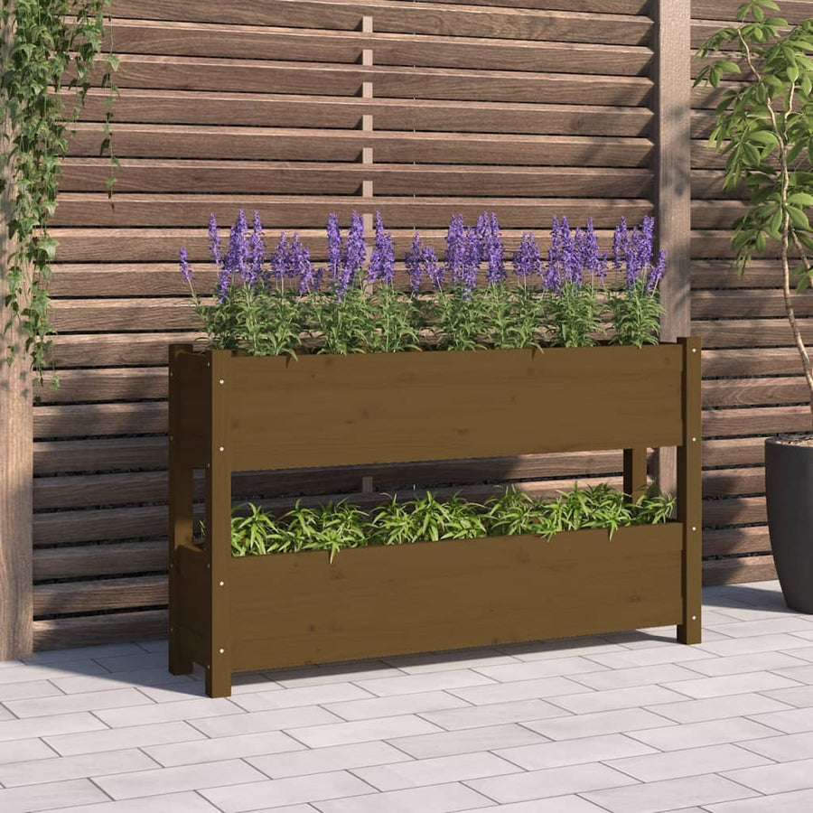 Plantenbak 112X25X66 Cm Massief Grenenhout Honingbruin