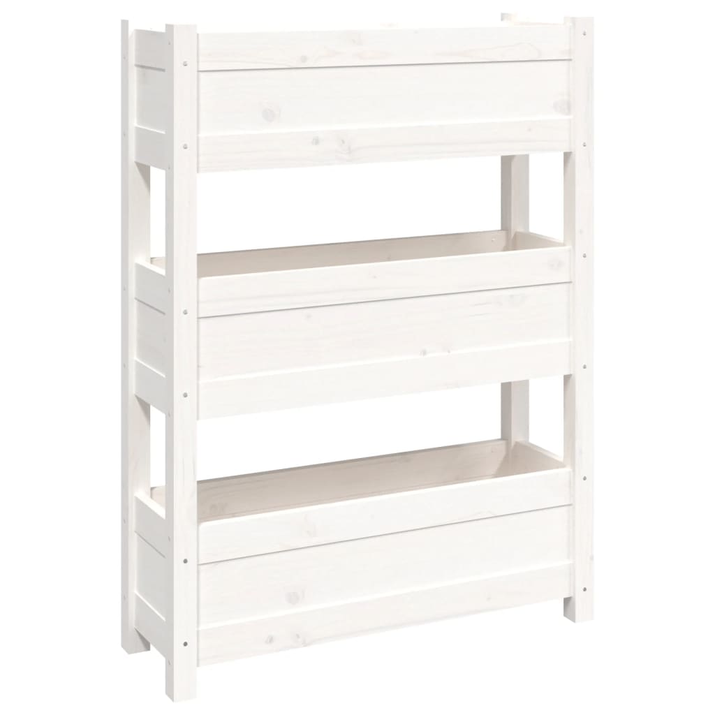 Plantenbak 77X25X104,5 Cm Massief Grenenhout Wit