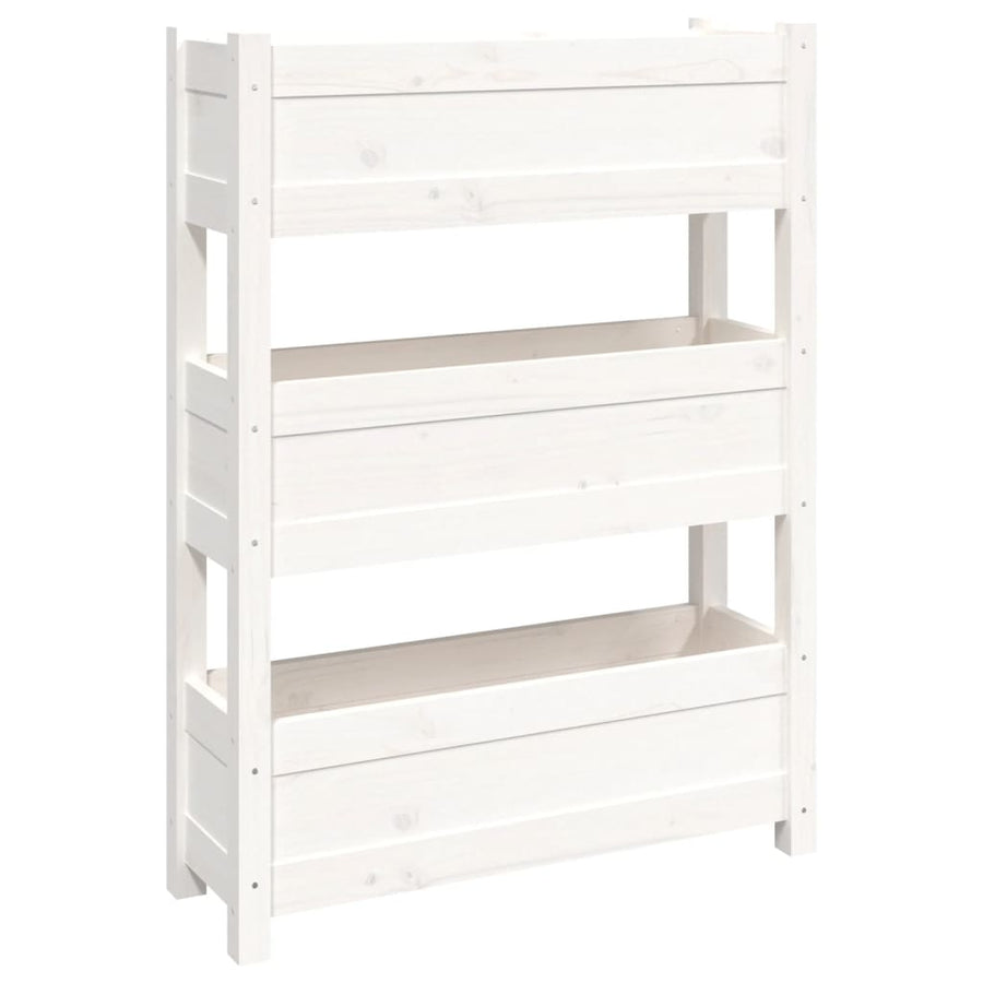 Plantenbak 77X25X104,5 Cm Massief Grenenhout Wit