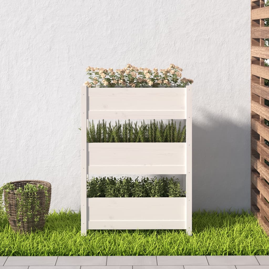 Plantenbak 77X25X104,5 Cm Massief Grenenhout Wit