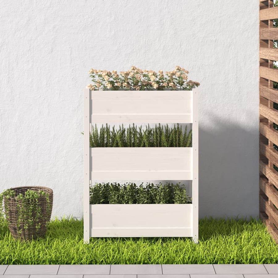 Plantenbak 77X25X104,5 Cm Massief Grenenhout Wit