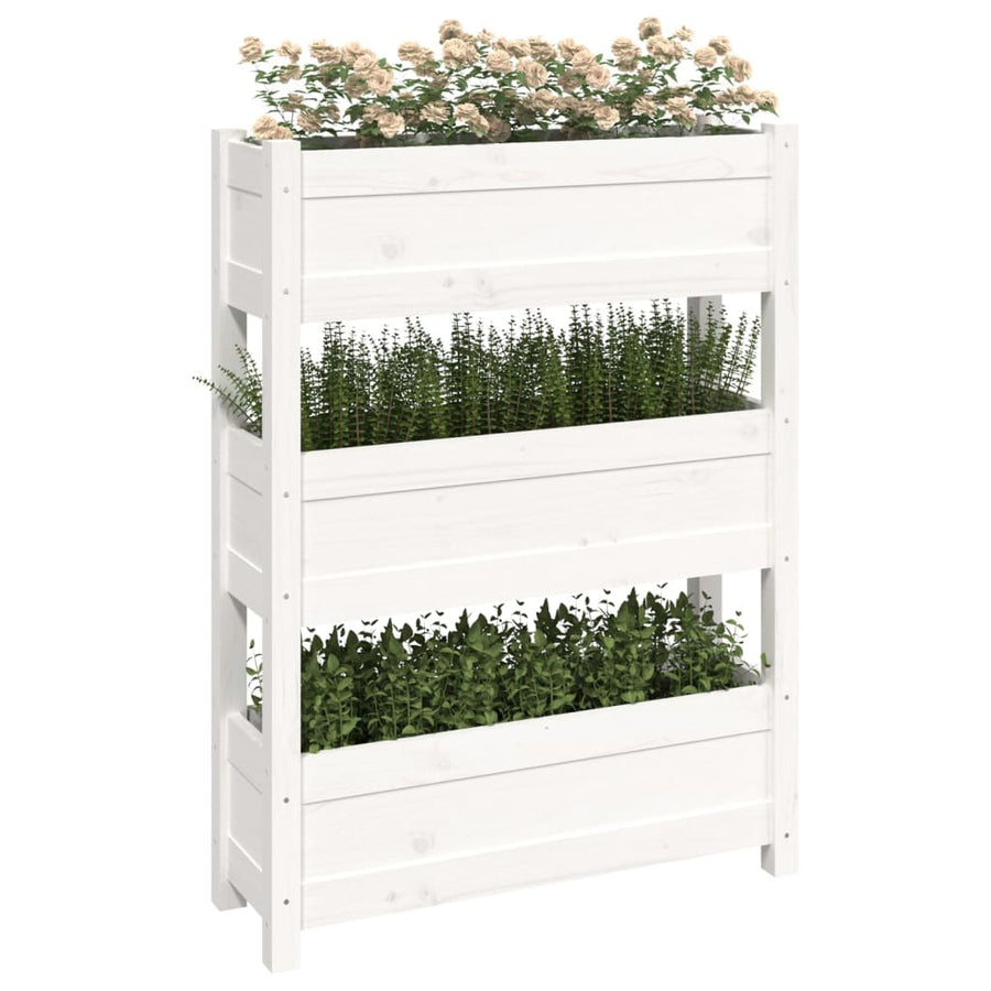 Plantenbak 77X25X104,5 Cm Massief Grenenhout Wit