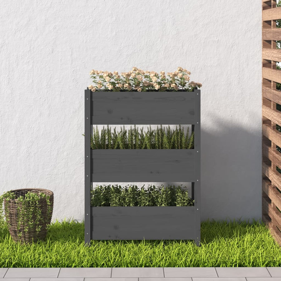 Plantenbak 77X25X104,5 Cm Massief Grenenhout Grijs