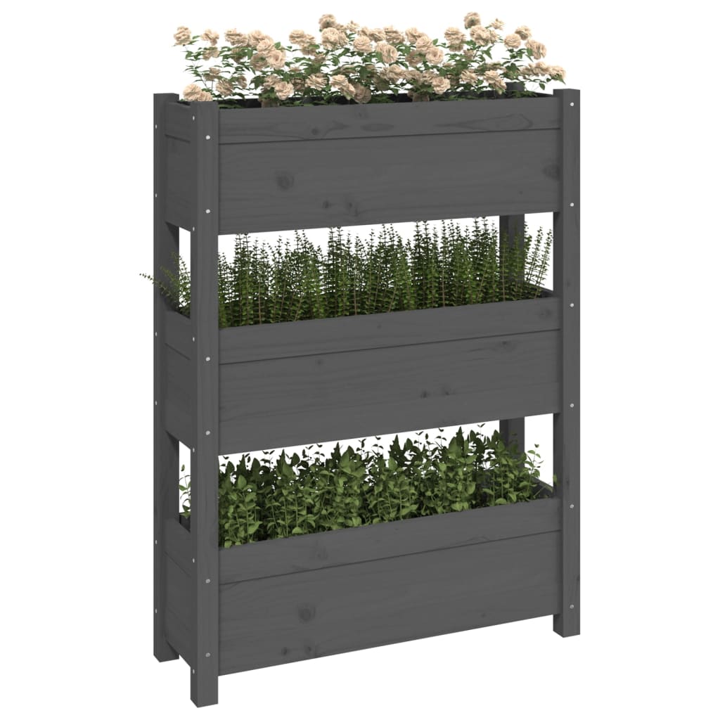 Plantenbak 77X25X104,5 Cm Massief Grenenhout Grijs