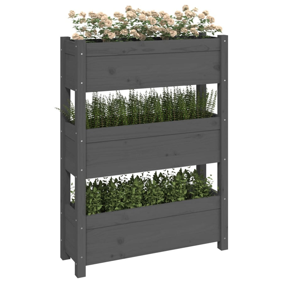 Plantenbak 77X25X104,5 Cm Massief Grenenhout Grijs