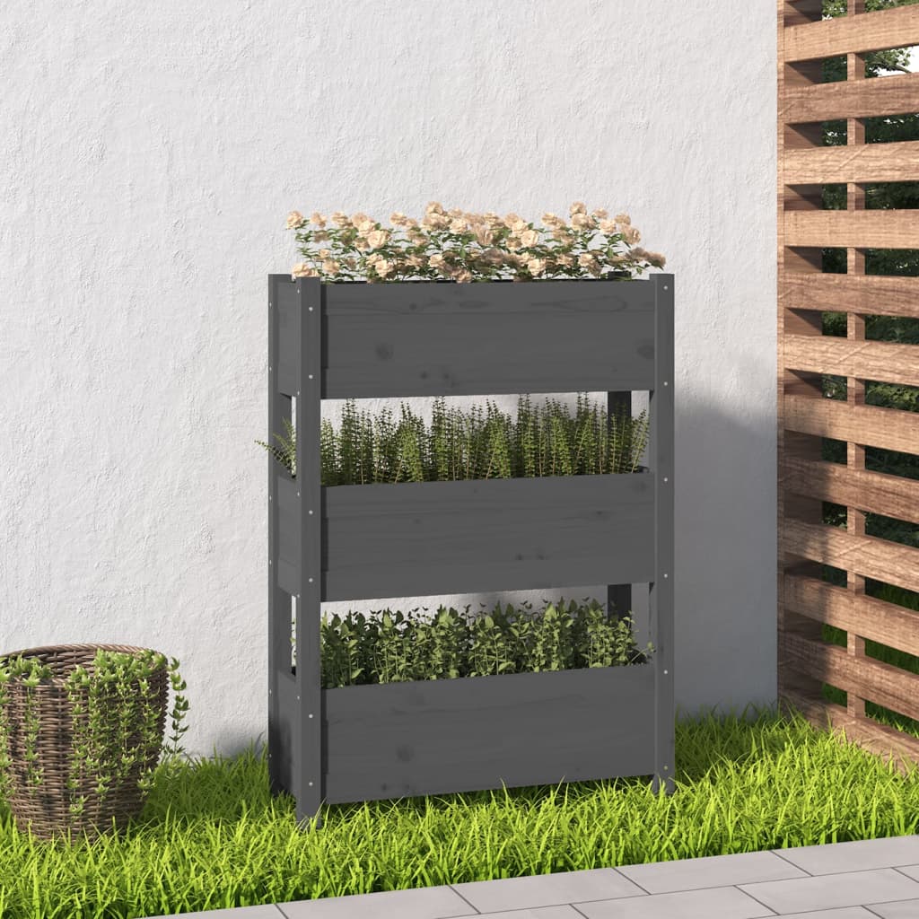 Plantenbak 77X25X104,5 Cm Massief Grenenhout Grijs