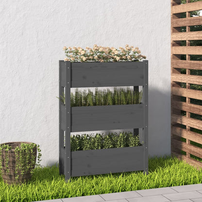 Plantenbak 77X25X104,5 Cm Massief Grenenhout Grijs