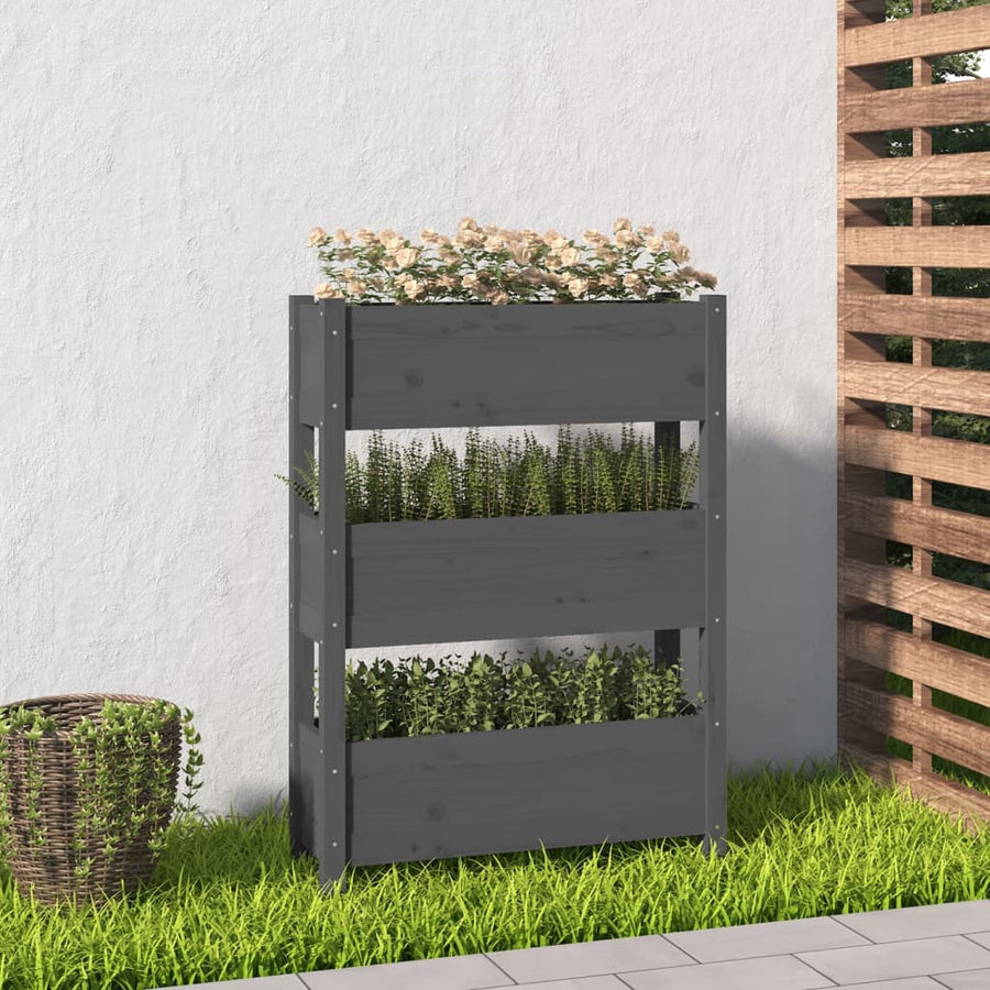 Plantenbak 77X25X104,5 Cm Massief Grenenhout Grijs
