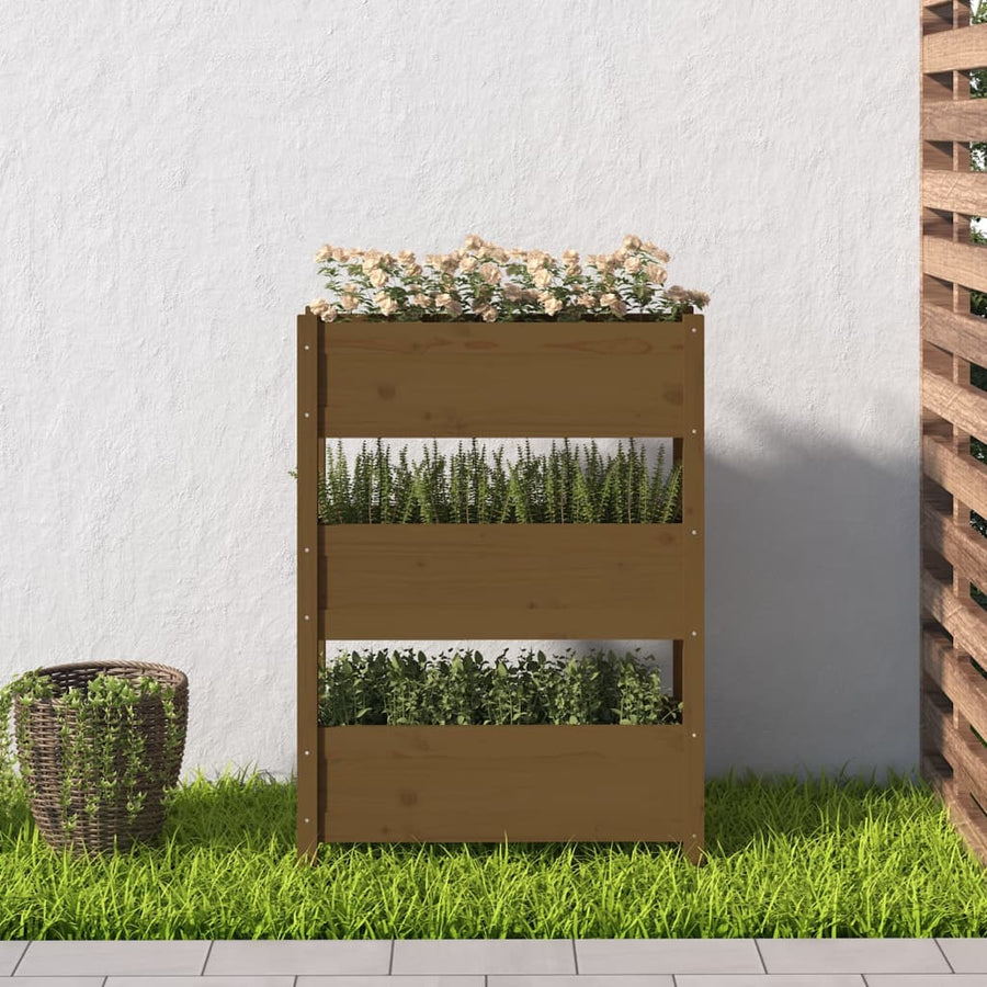 Plantenbak 77X25X104,5 Cm Massief Grenenhout Honingbruin